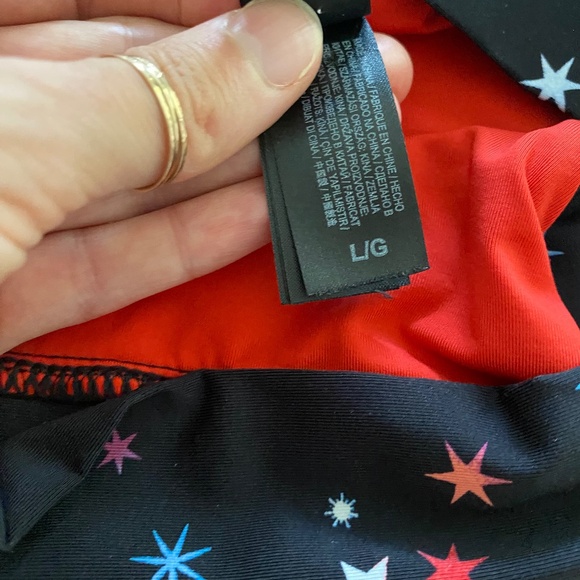 Hurley Cosmic Star Swim Bikini High Waist Bottom Racerback Top Size L - Picture 5 of 8